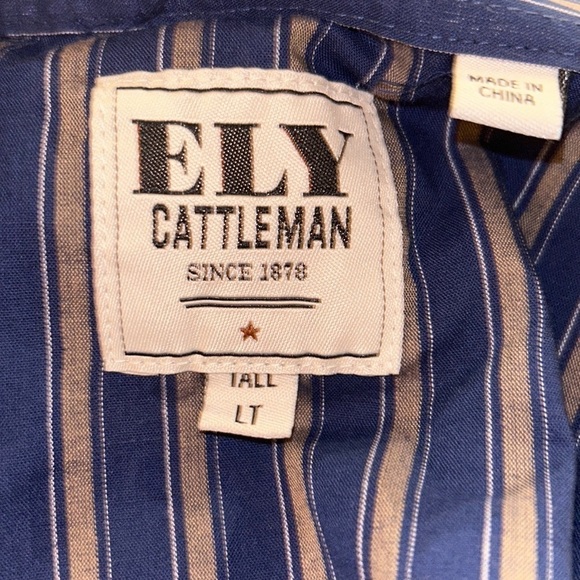 Ely Cattleman Pearl Snap Button Down Shirt - Size Large Tall - Picture 5 of 8